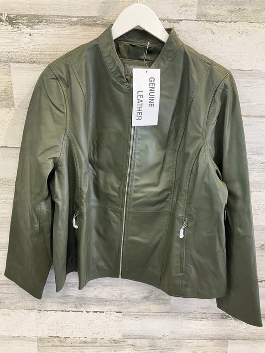 Jacket Leather By Jessica London In Green, Size: 1x