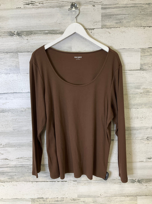 Top Long Sleeve Basic By Old Navy In Brown, Size: 3x