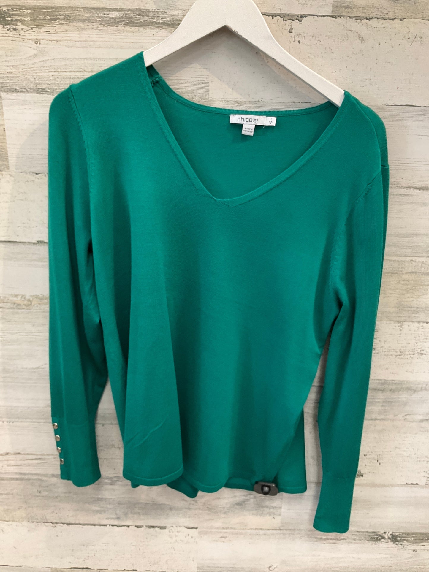 Top Long Sleeve By Chicos In Green, Size: M