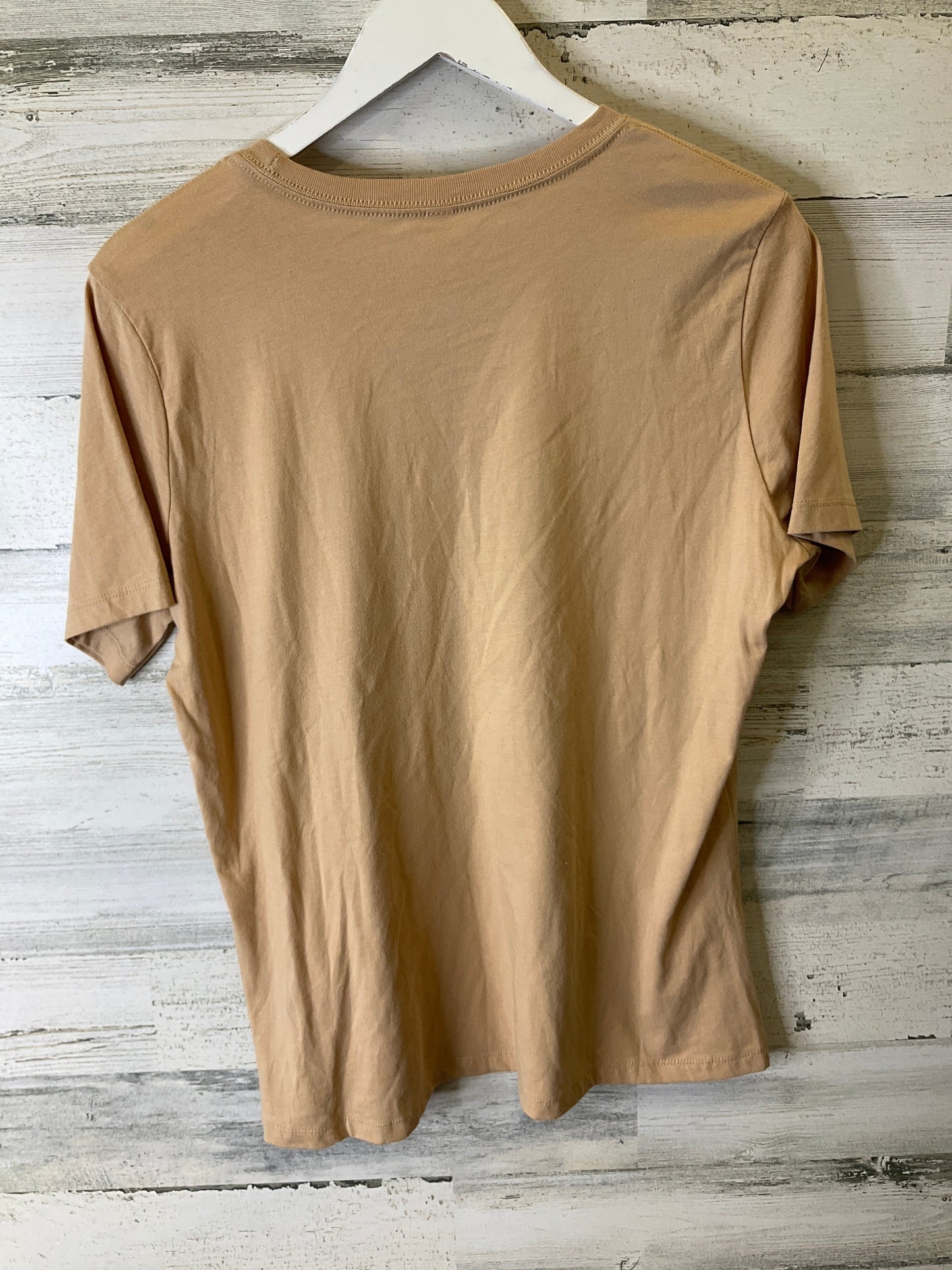 Top Short Sleeve By Bella + Canvas In Tan, Size: L