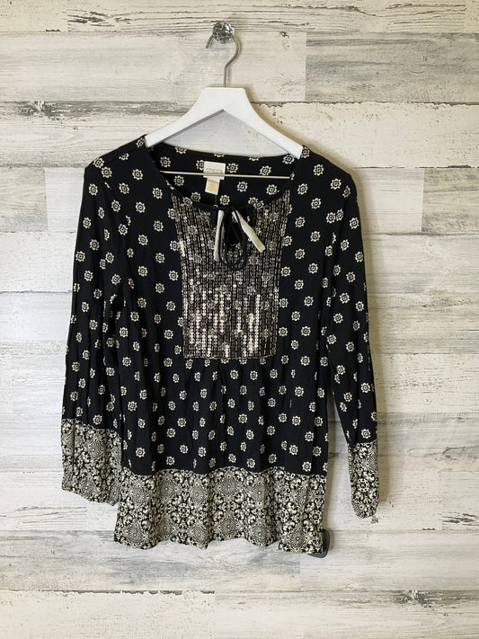 Top Long Sleeve By Chicos In Black, Size: S