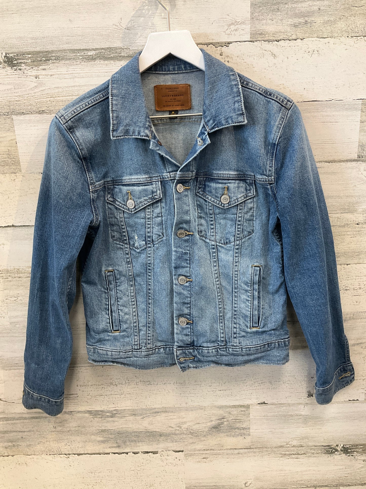 Jacket Denim By Lucky Brand In Blue Denim, Size: M