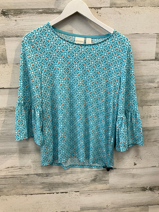 Top 3/4 Sleeve By Chicos In Aqua, Size: S