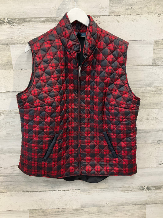 Vest Puffer & Quilted By Karen Scott In Black & Red, Size: Xl