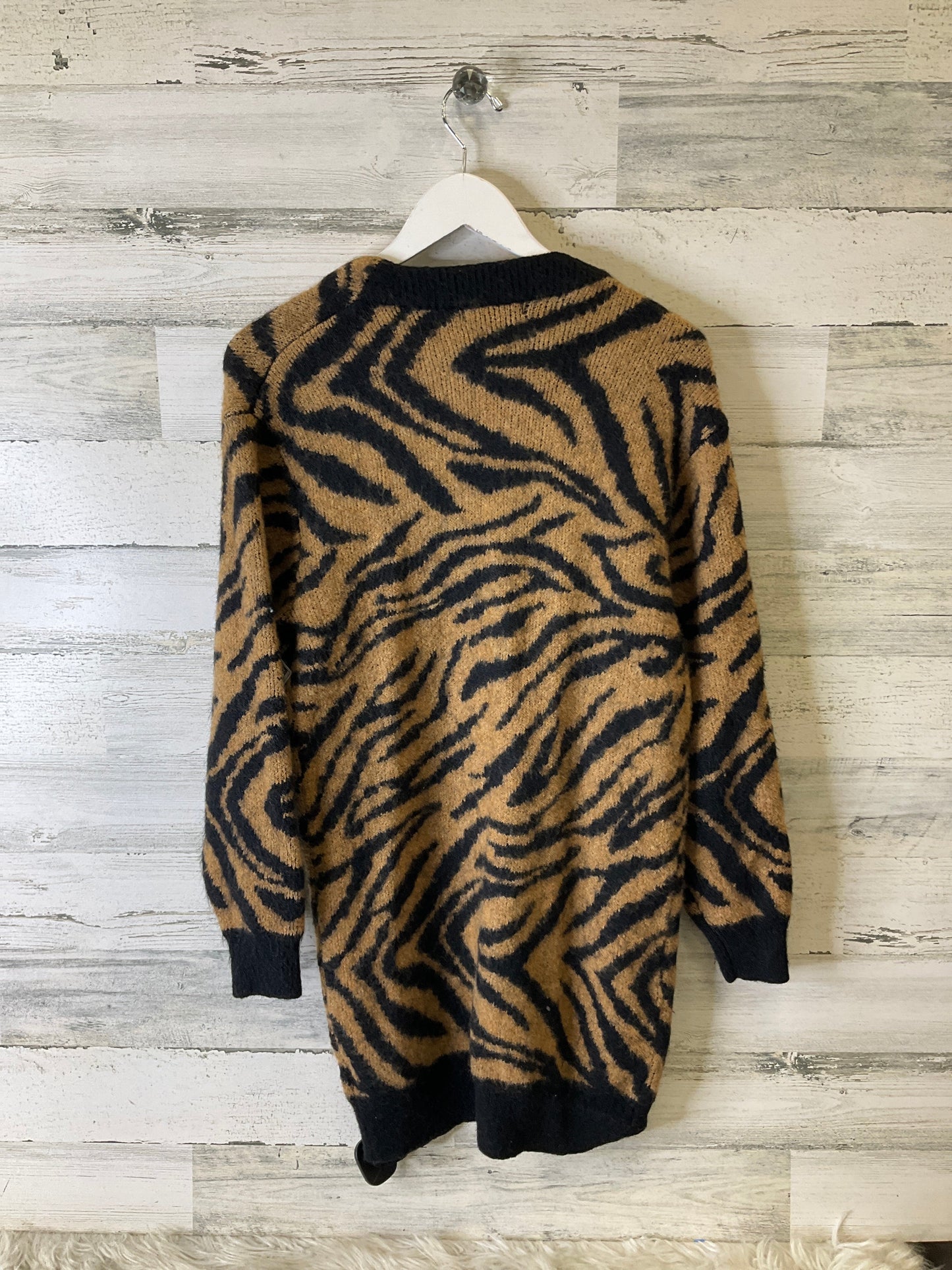 Sweater Cardigan By H&m In Black & Tan, Size: Xs