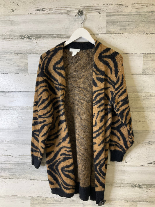 Sweater Cardigan By H&m In Black & Tan, Size: Xs