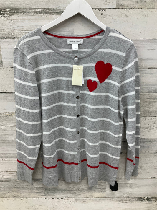 Sweater Cardigan By Christopher And Banks In Grey & White, Size: L