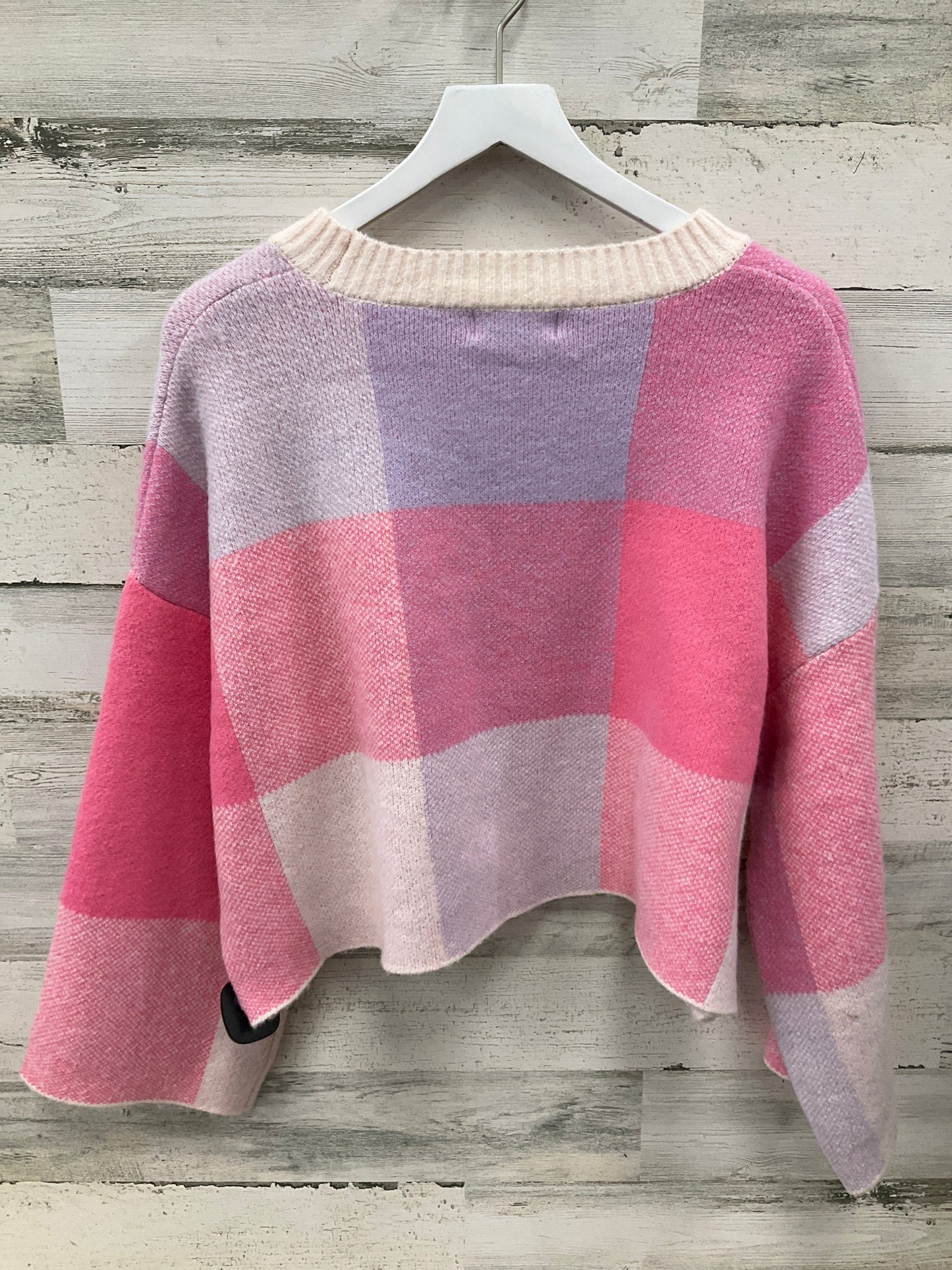 Sweater By Jessica Simpson In Pink & White, Size: M