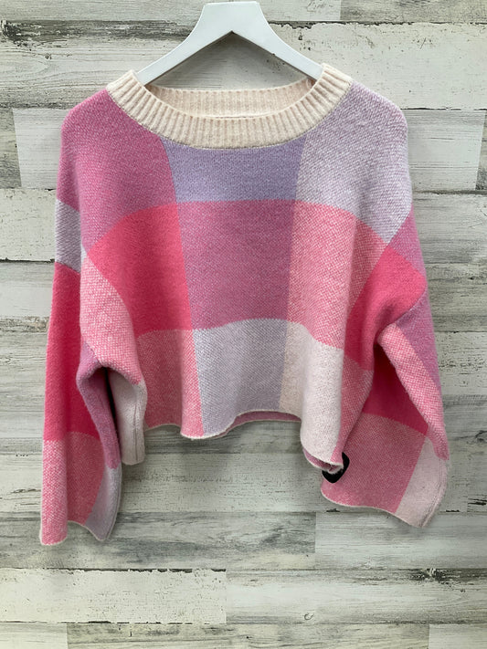 Sweater By Jessica Simpson In Pink & White, Size: M