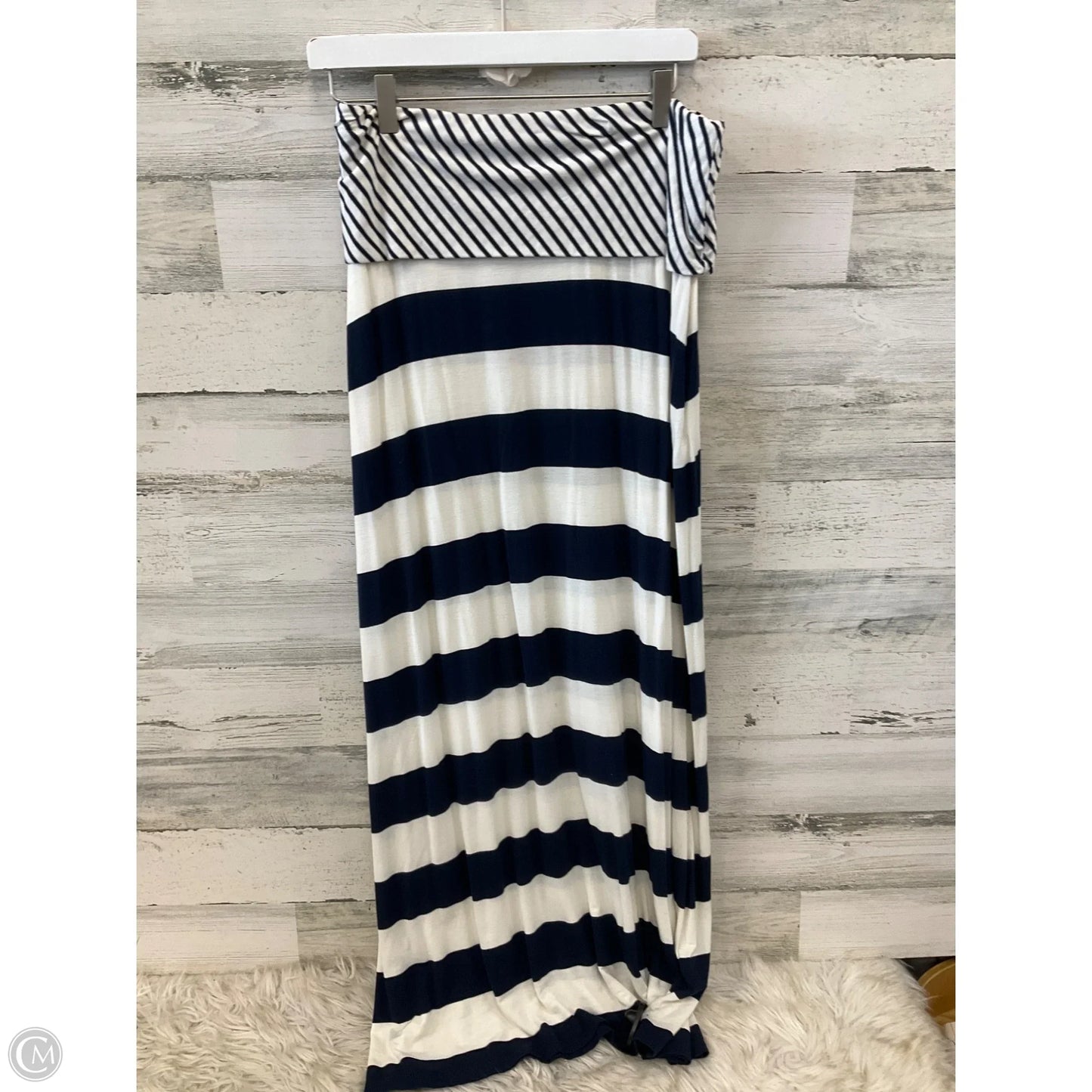 Skirt Maxi By Calvin Klein In Blue & White, Size: 8