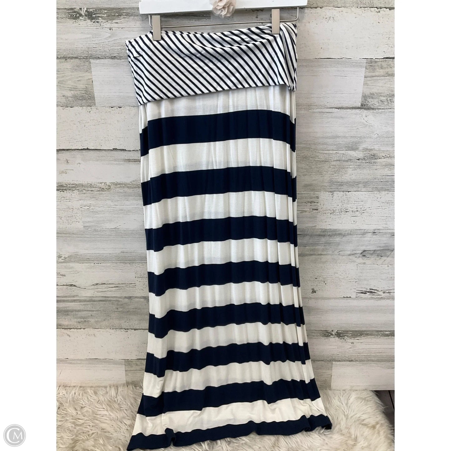 Skirt Maxi By Calvin Klein In Blue & White, Size: 8