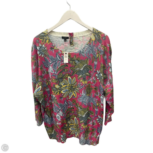 Top Long Sleeve By Talbots In Pink & Yellow, Size: 3x