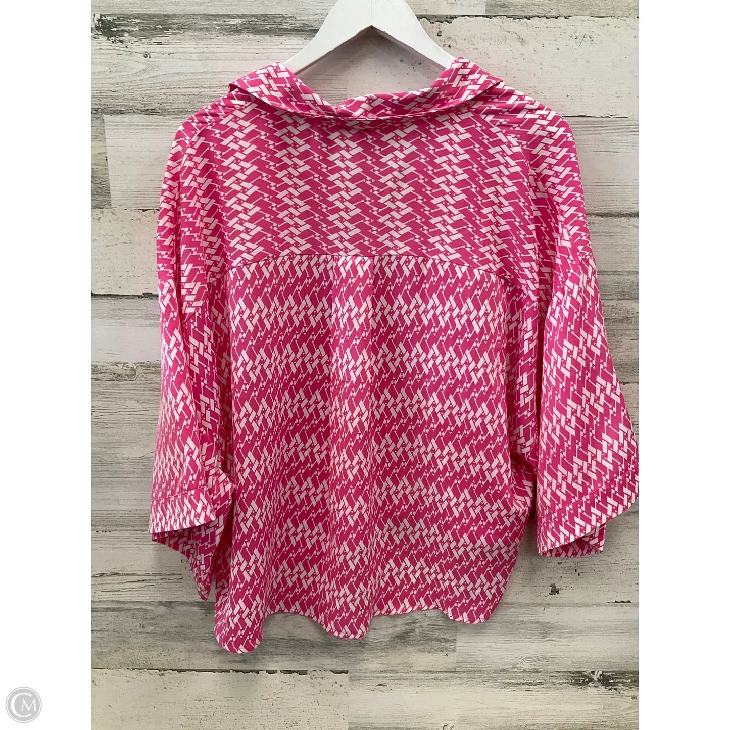 Top Short Sleeve By Entro In Pink & White, Size: M