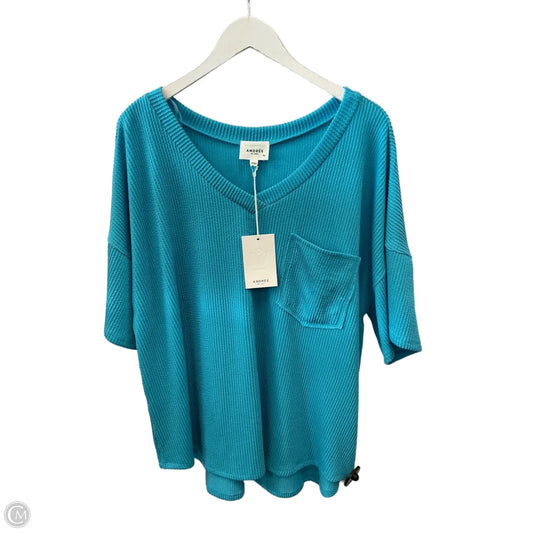 Top Short Sleeve By Andree By Unit In Blue, Size: 2x