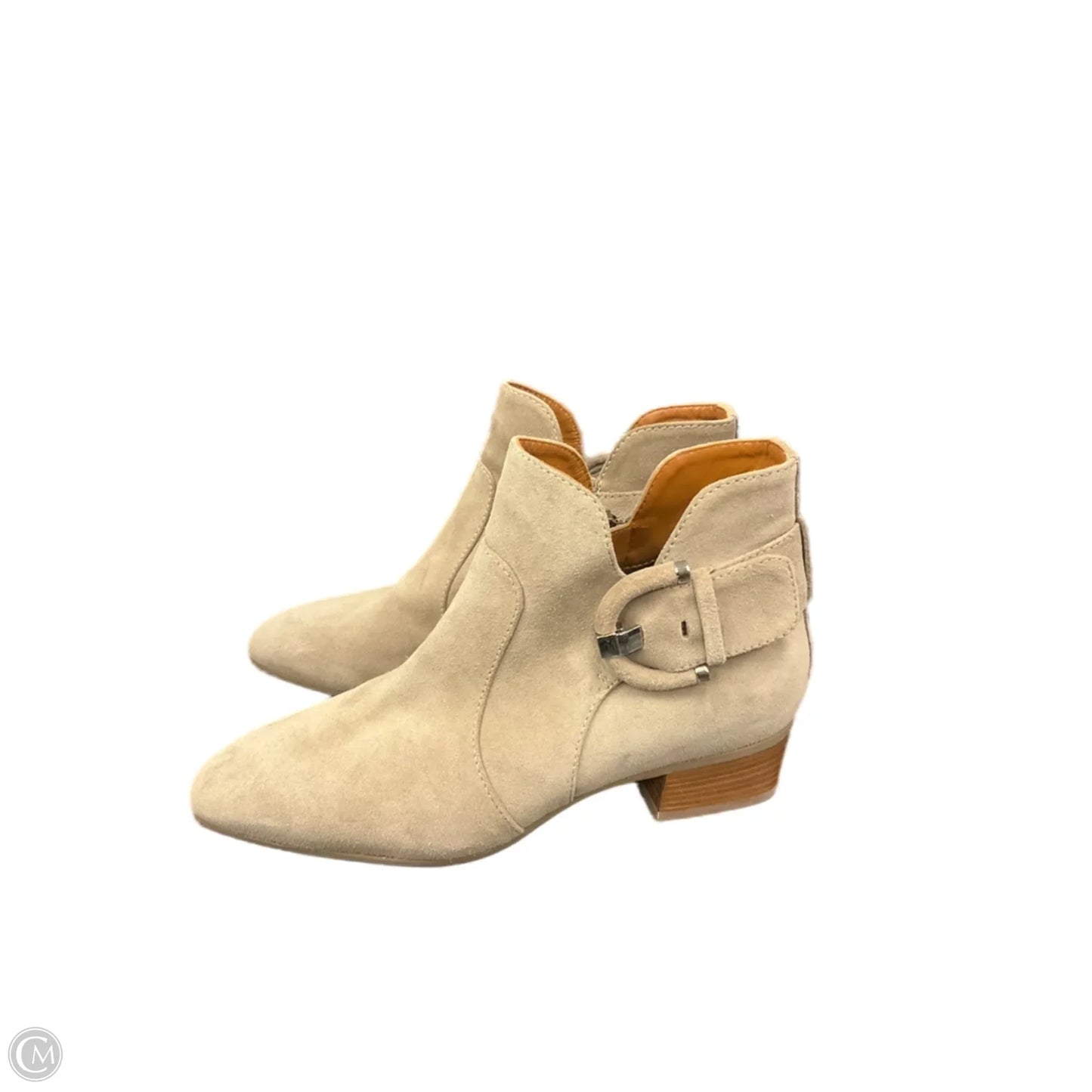 Boots Ankle Heels By Clothes Mentor In Tan, Size: 7.5