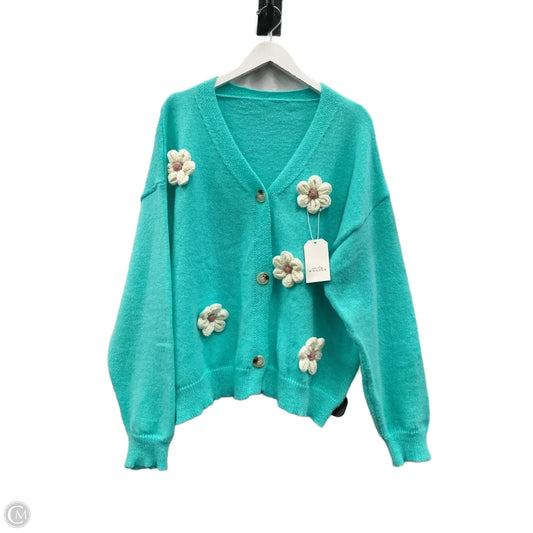 Sweater Cardigan By Clothes Mentor In Aqua, Size: 3x