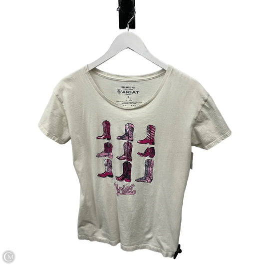 Top Short Sleeve By Ariat In Cream, Size: S