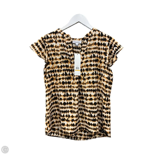 Top Short Sleeve By Calvin Klein In Animal Print, Size: S