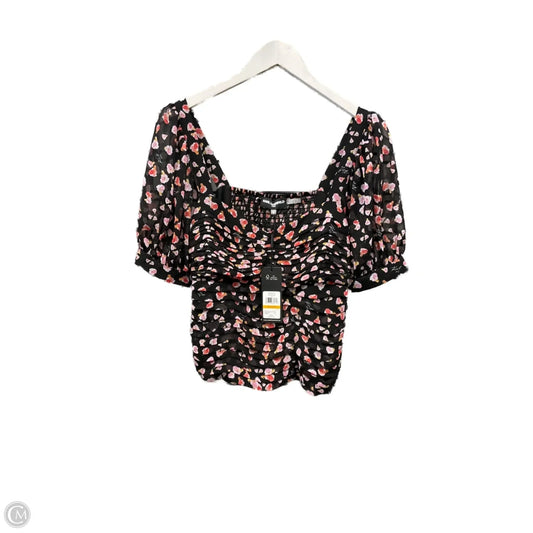 Top Short Sleeve Designer By Karl Lagerfeld In Black & Pink, Size: S