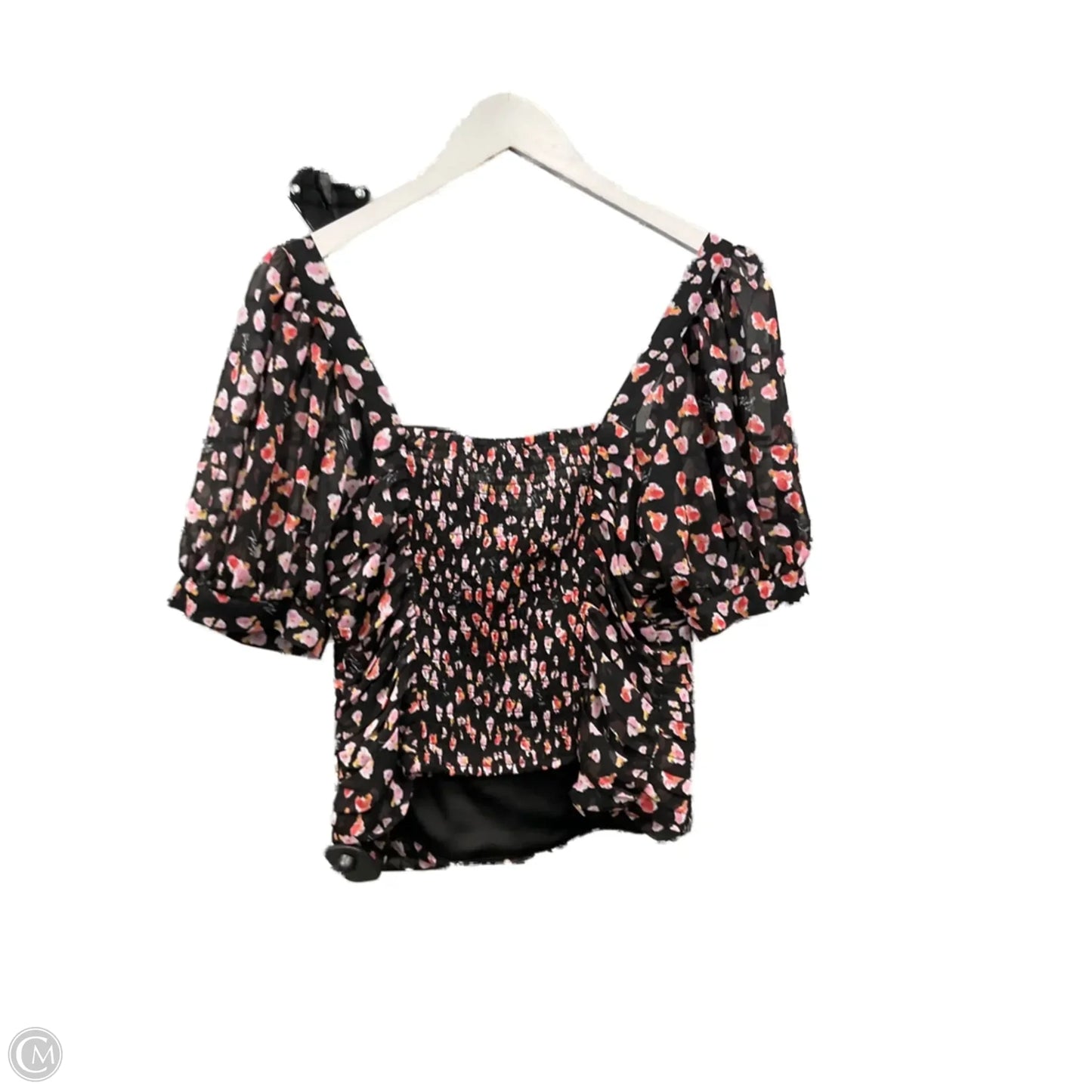 Top Short Sleeve Designer By Karl Lagerfeld In Black & Pink, Size: S