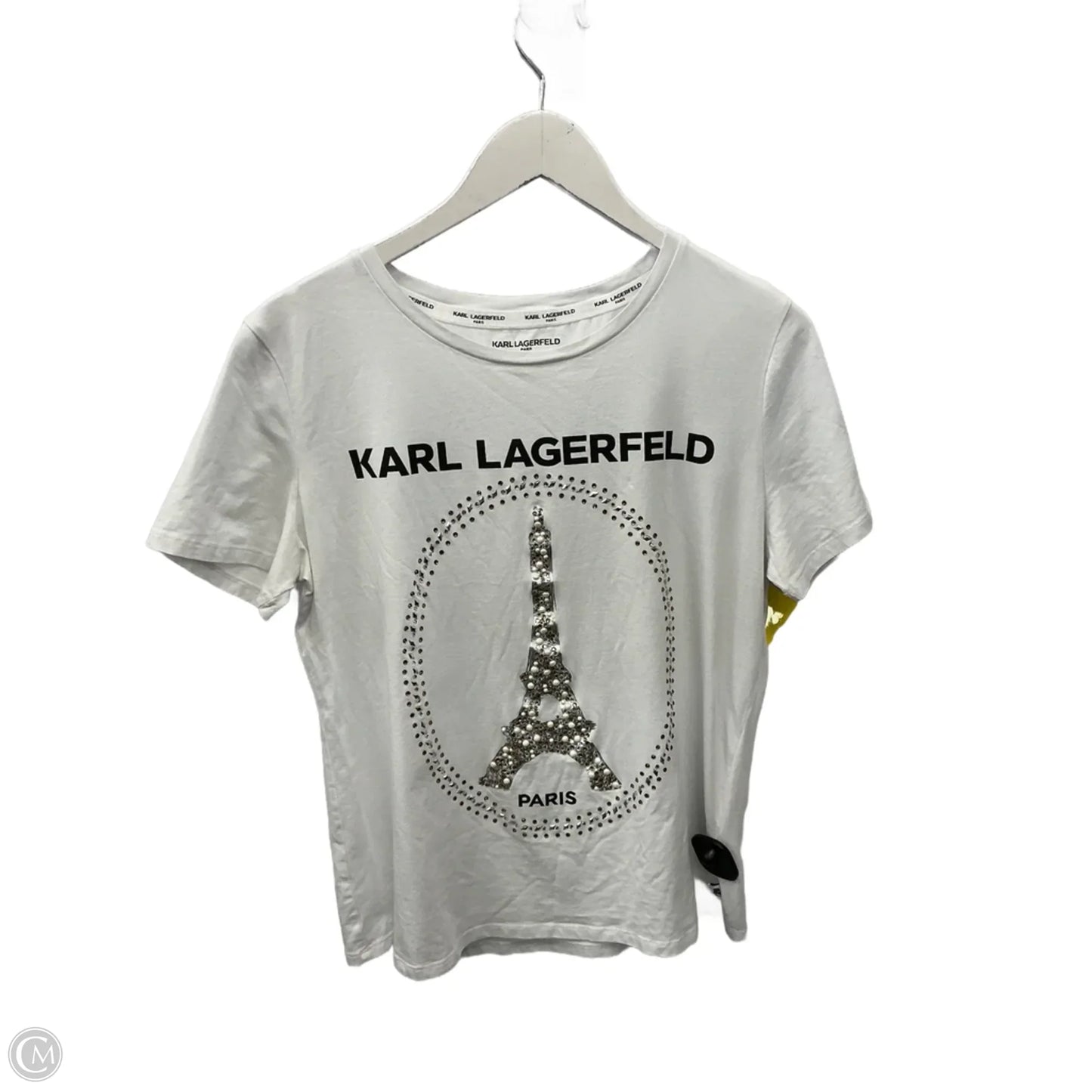 Top Short Sleeve Designer By Karl Lagerfeld In White, Size: M