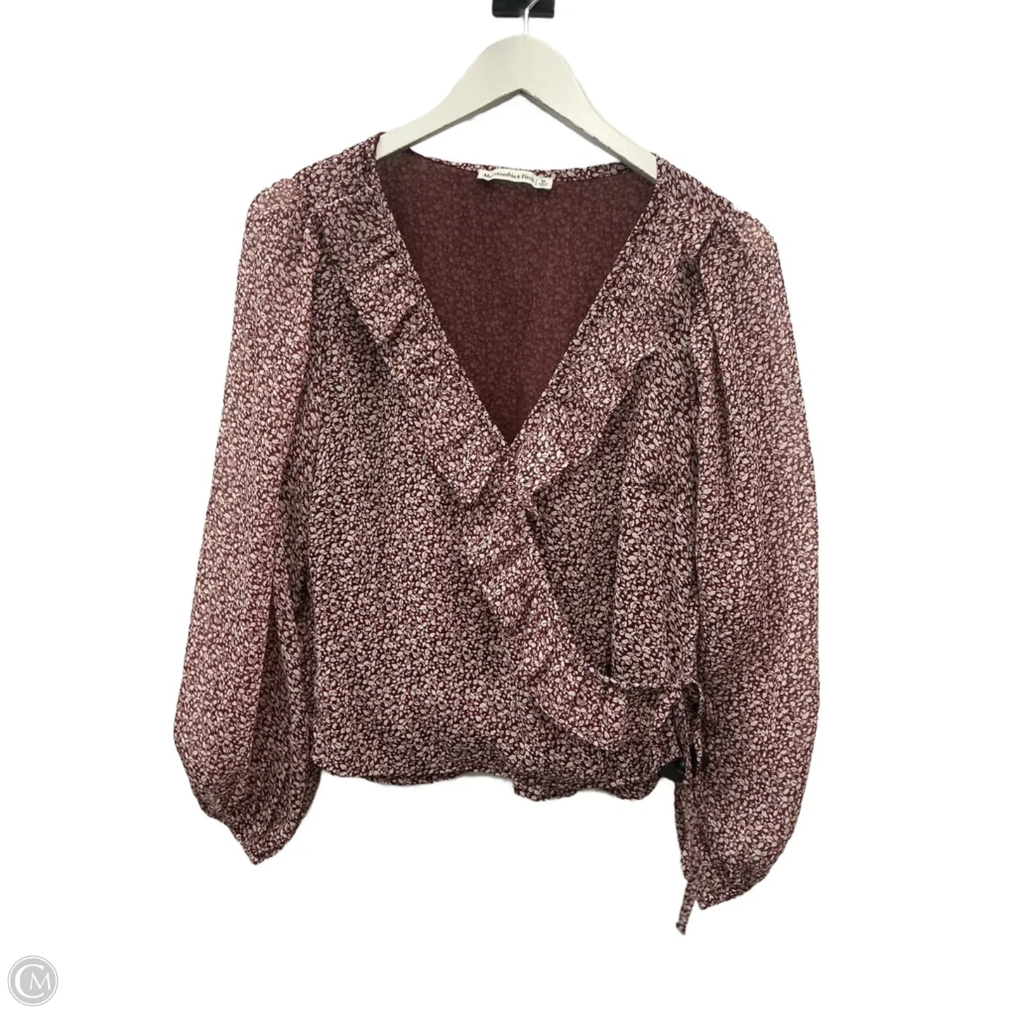 Top Long Sleeve By Abercrombie And Fitch In Maroon, Size: M