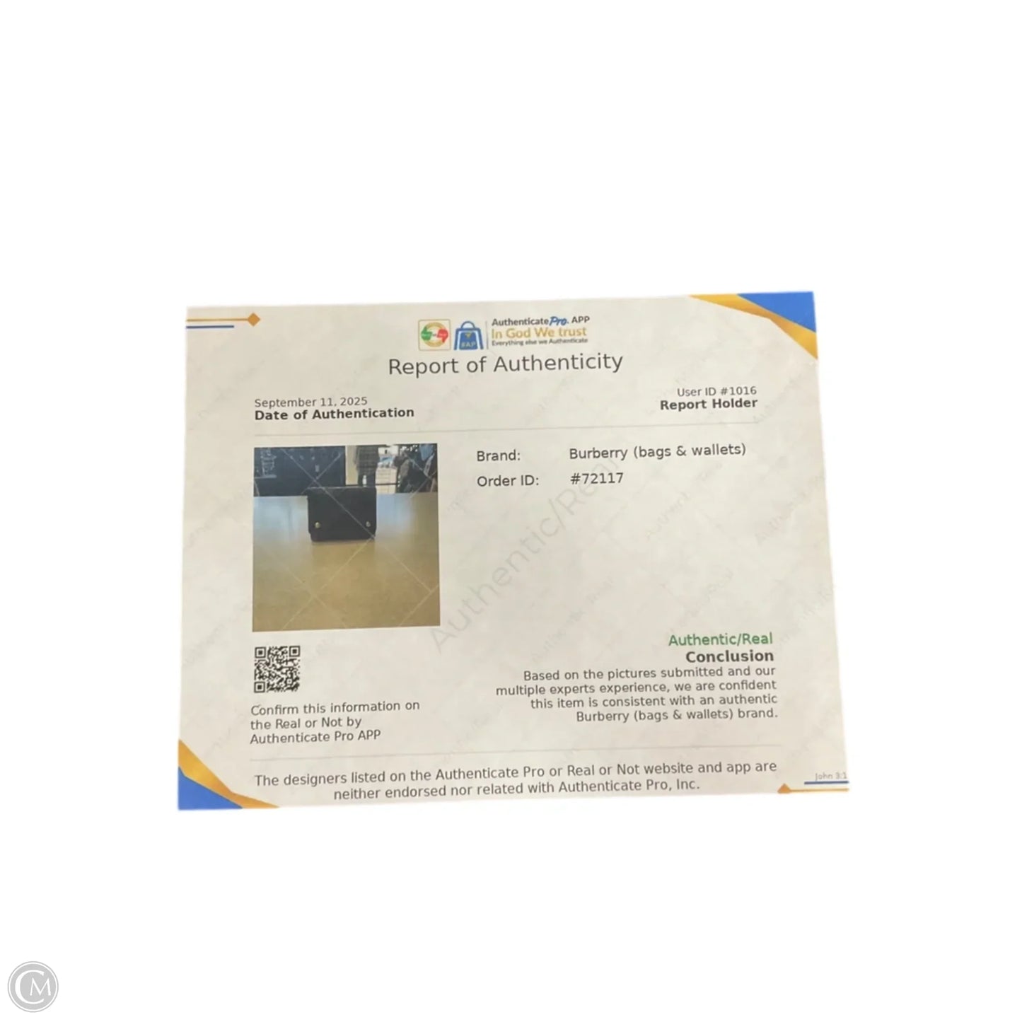 Wallet Luxury Designer By Burberry, Size: Medium