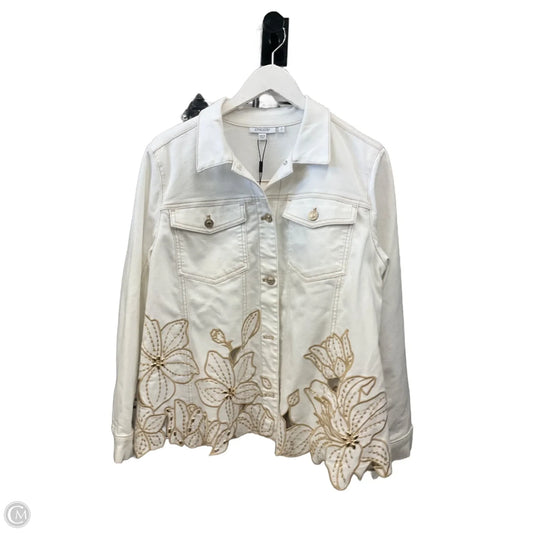 Jacket Denim By Chicos In White Denim, Size: L