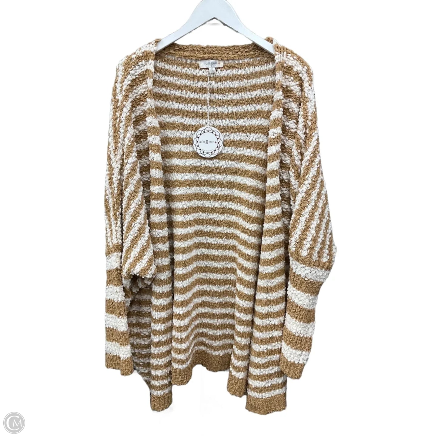 Sweater Cardigan By Umgee In Tan & White, Size: 2x