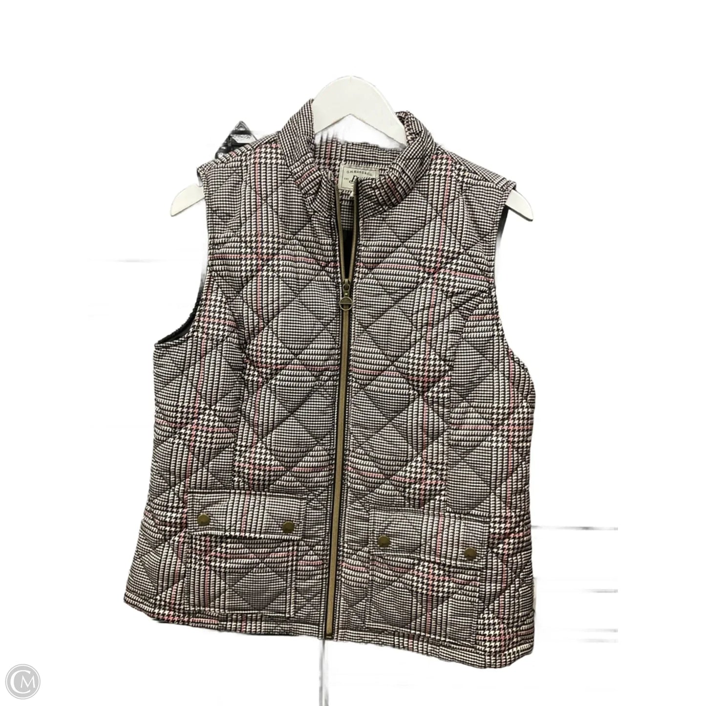 Vest Puffer & Quilted By Bass In Black & Tan, Size: M