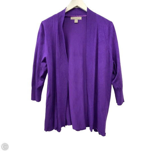Sweater Cardigan By Laura Ashley In Purple, Size: Xl