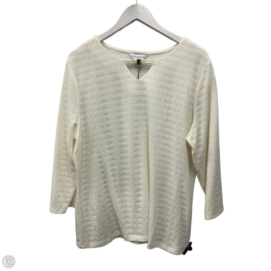 Top 3/4 Sleeve By Liz Claiborne In Cream, Size: Xl