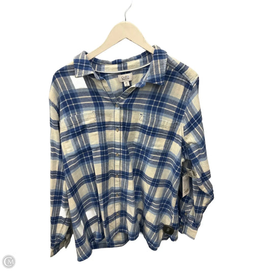 Top Long Sleeve By Croft And Barrow In Blue & White, Size: Xxl