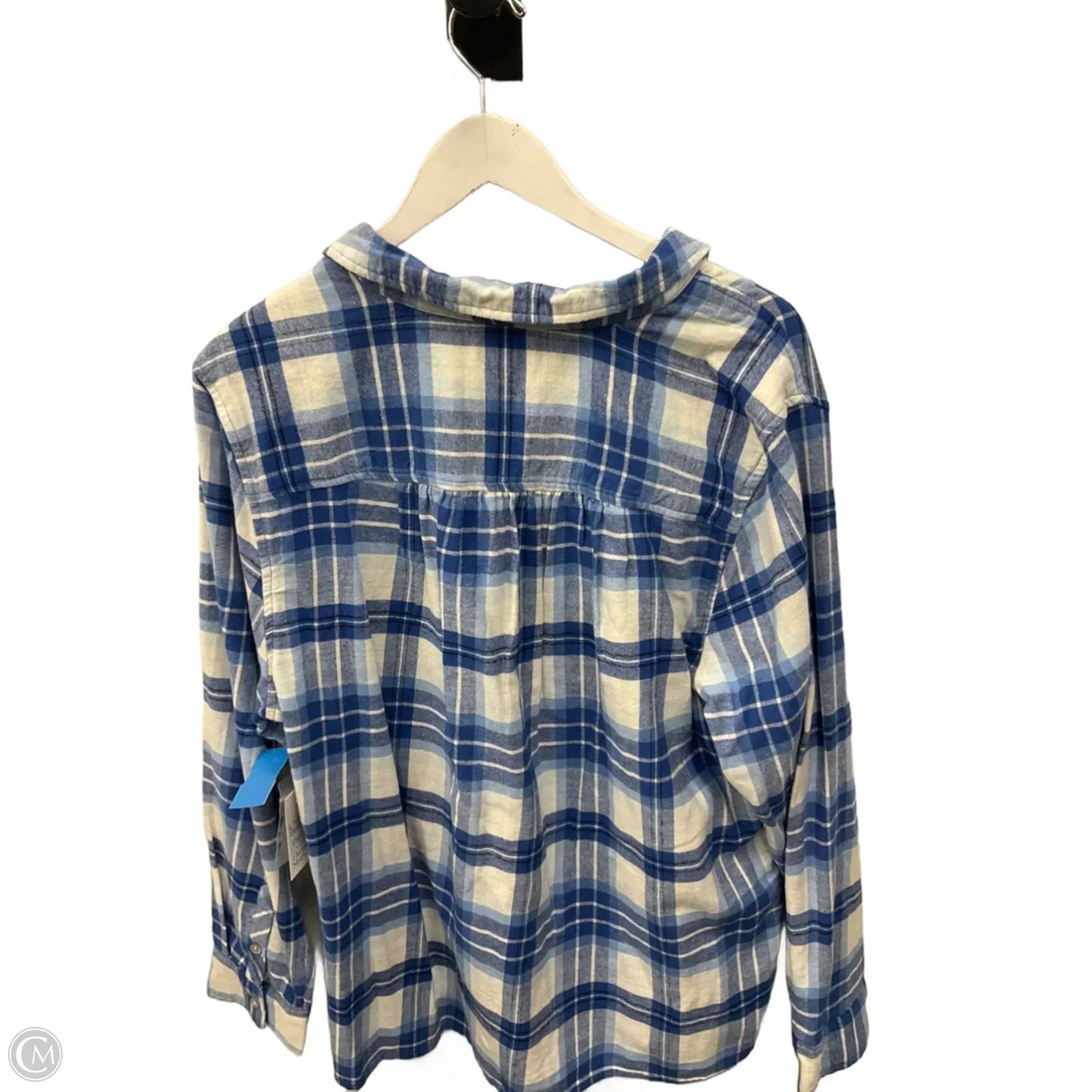 Top Long Sleeve By Croft And Barrow In Blue & White, Size: Xxl