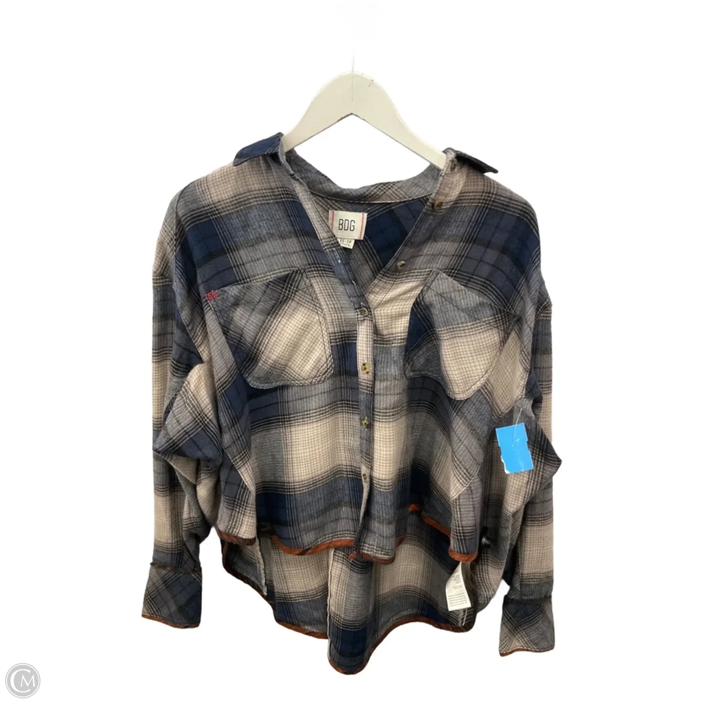 Top Long Sleeve By Bdg In Blue & Grey, Size: Xs