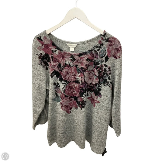 Top Long Sleeve By Christopher And Banks In Grey, Size: Xl