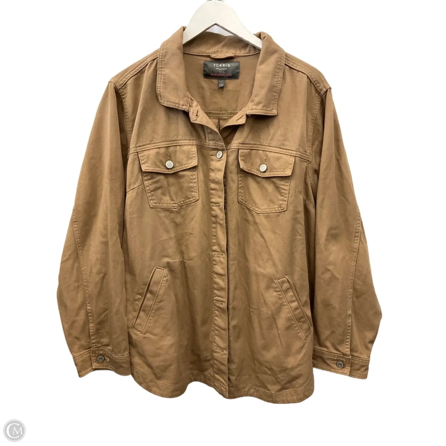 Jacket Denim By Torrid In Tan Denim, Size: 2x