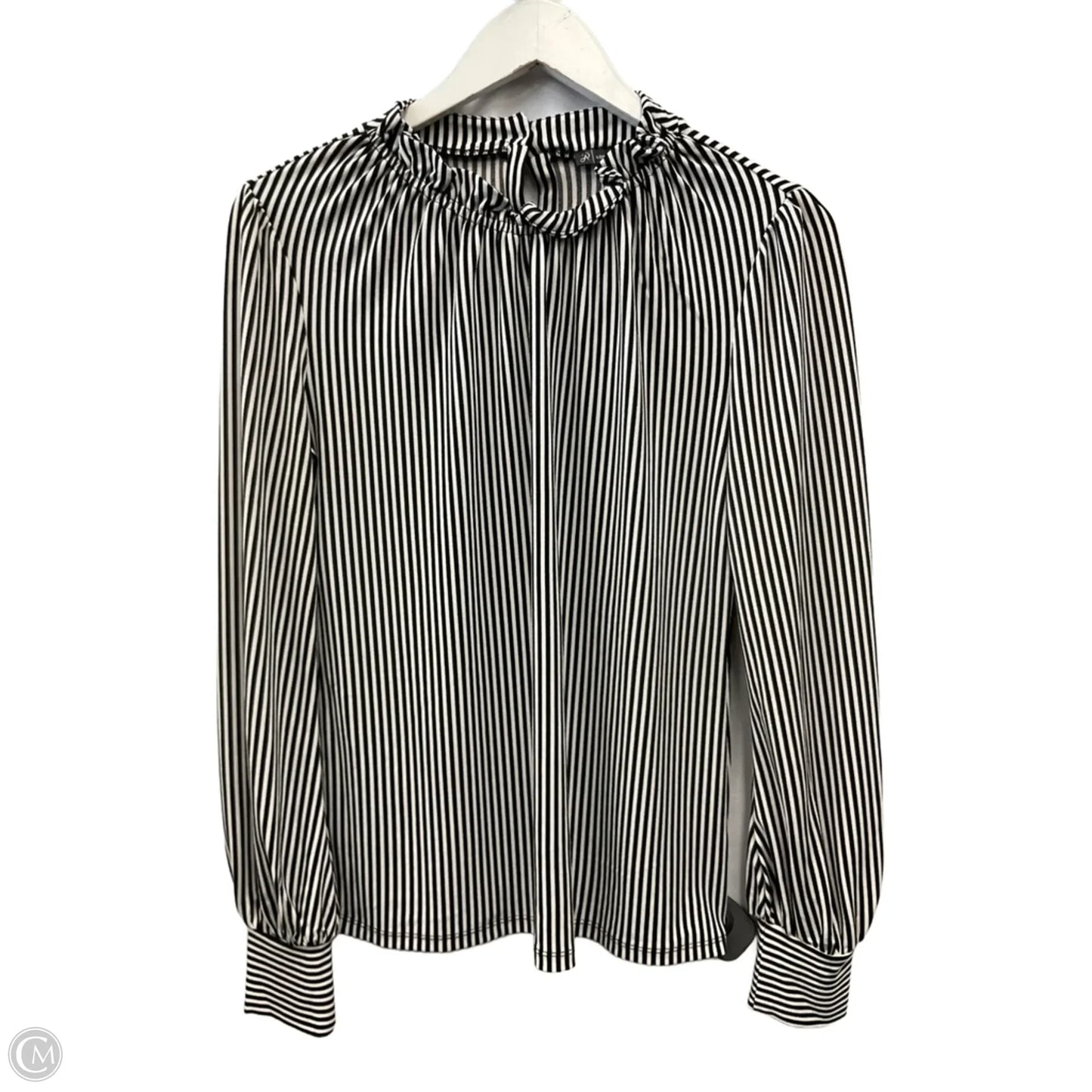 Top Long Sleeve By Adrianna Papell In Black & White, Size: S