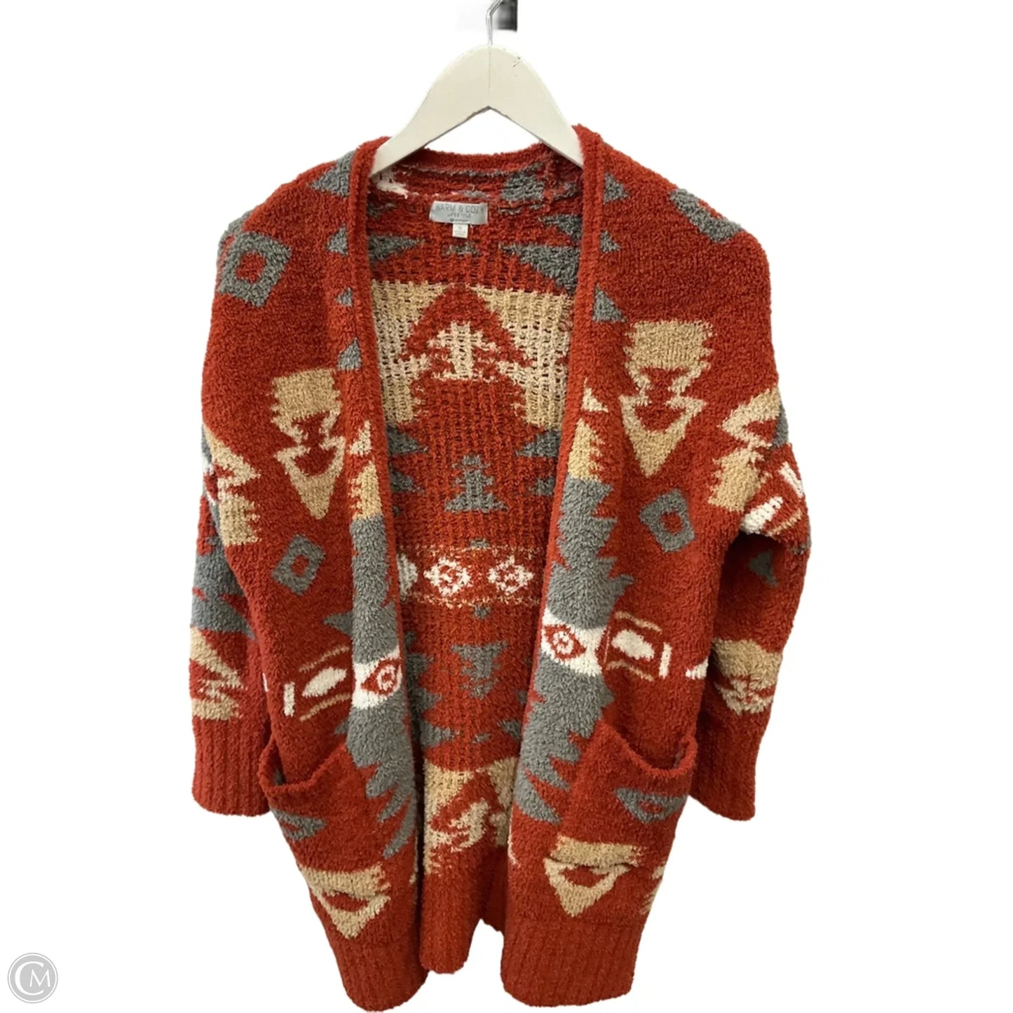 Sweater Cardigan By Poof In Orange, Size: S