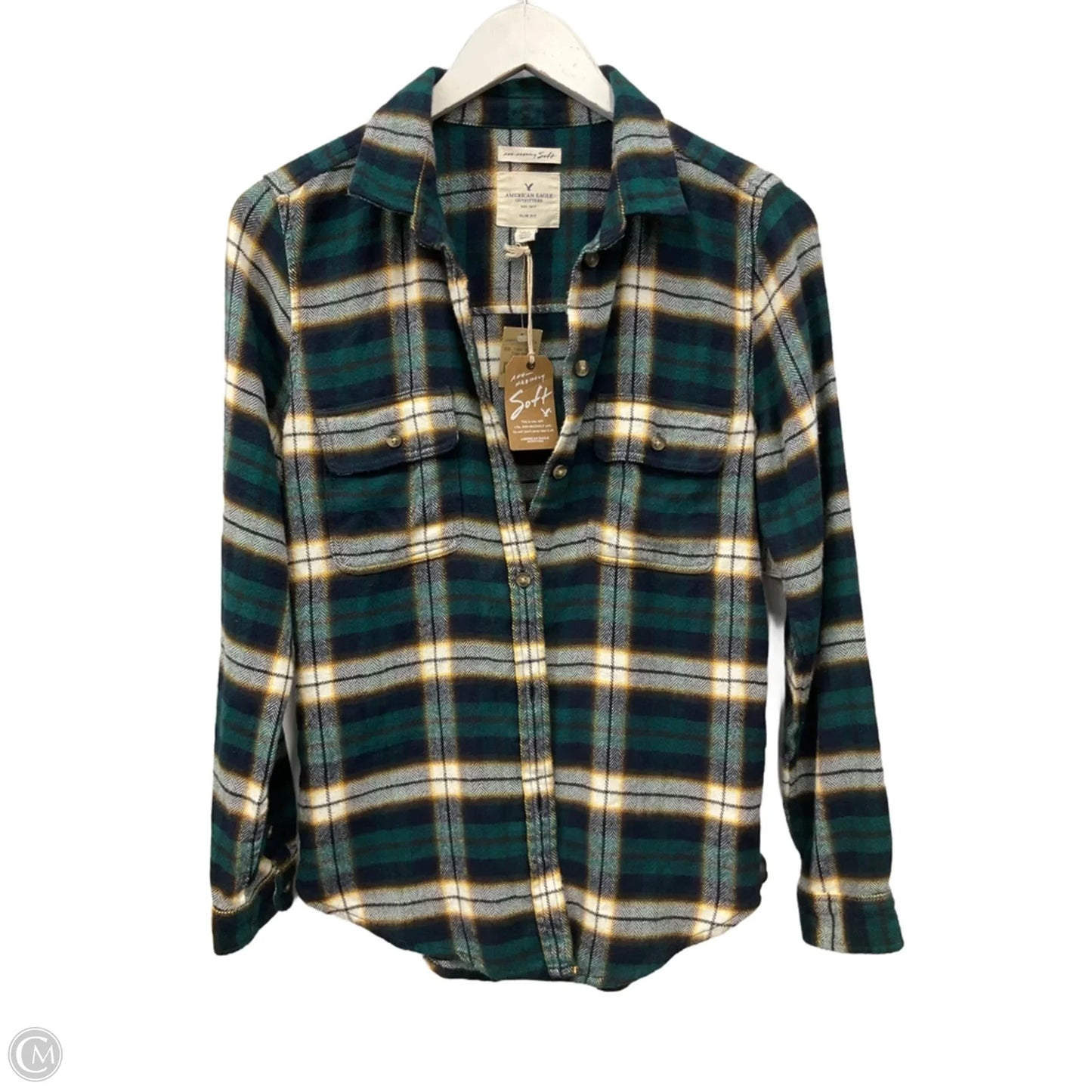 Top Long Sleeve By American Eagle In Green, Size: S