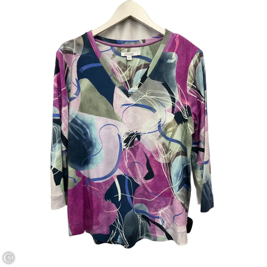 Top 3/4 Sleeve By Chicos In Purple, Size: L