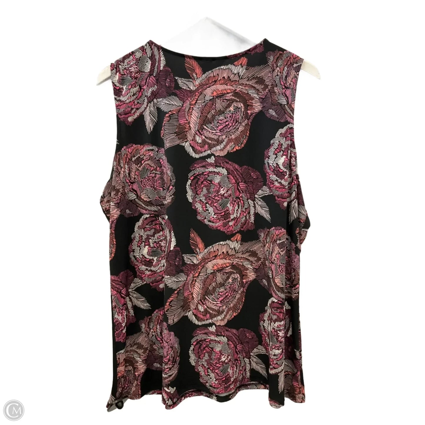 Top Sleeveless By Cj Banks In Black & Pink, Size: 1x