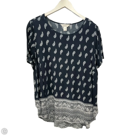 Top Short Sleeve By Cj Banks In Navy, Size: 1x