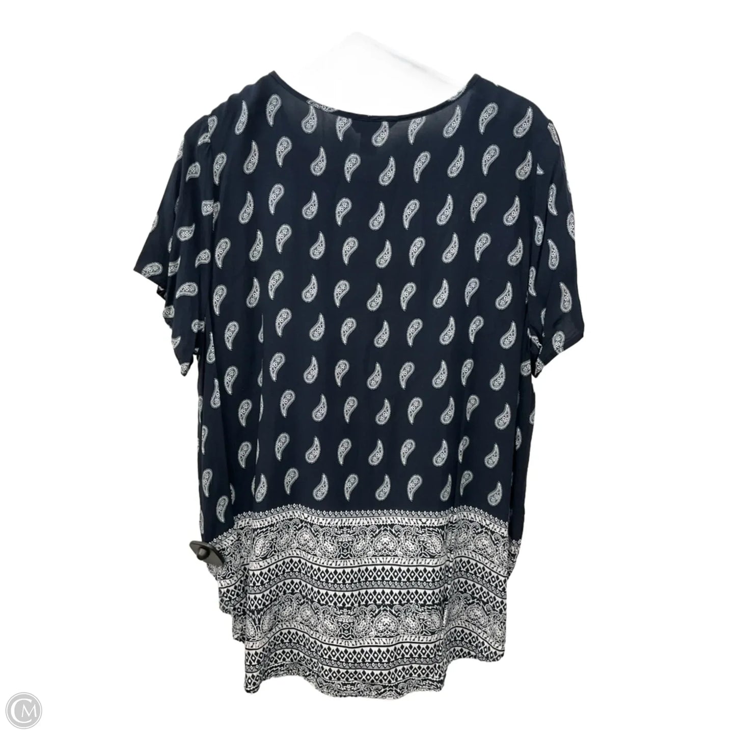 Top Short Sleeve By Cj Banks In Navy, Size: 1x