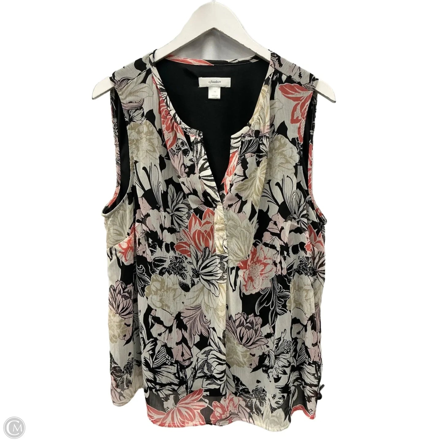 Top Sleeveless By Cj Banks In Black & Cream, Size: 1x