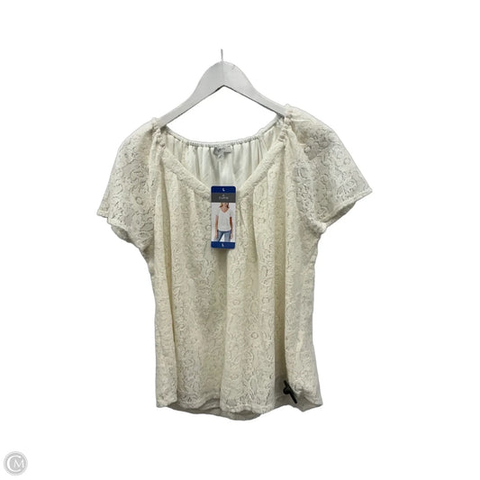 Top Short Sleeve By Cupio In Cream, Size: L