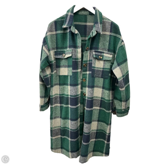 Jacket Shirt By Shein In Blue & Green, Size: L
