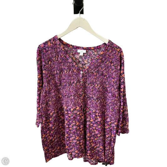 Top 3/4 Sleeve By J. Jill In Purple, Size: 2x