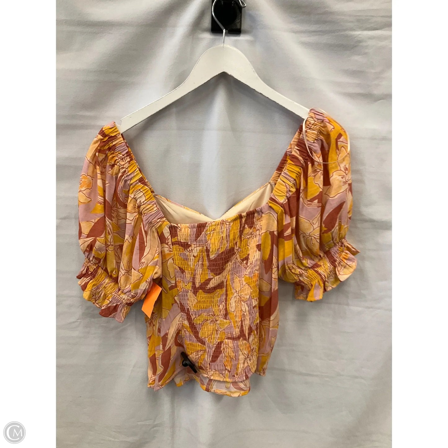 Top Short Sleeve By Nine West Apparel In Orange & Pink, Size: L