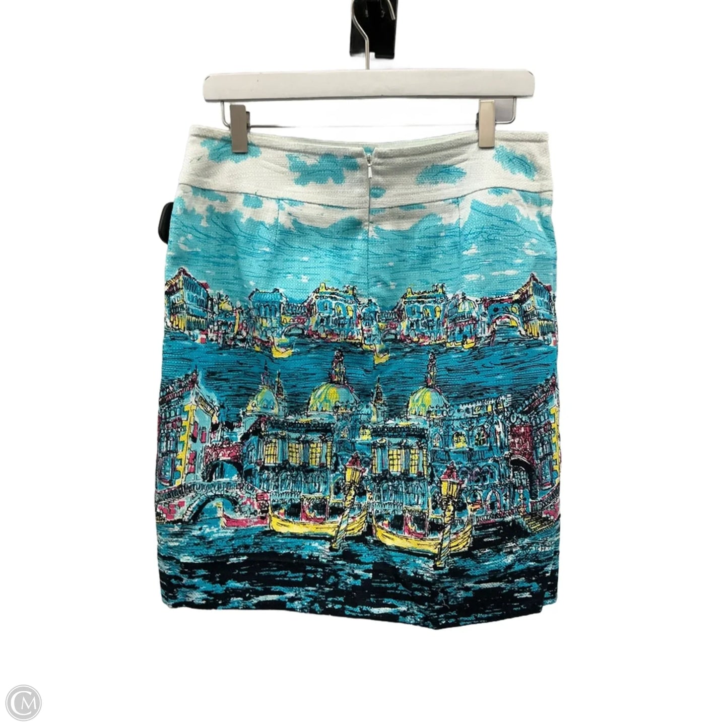 Skirt Midi By Talbots In Blue & White, Size: 8